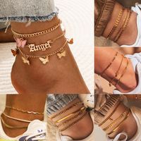 Simple Butterfly Anklet Tassel Angel Pendant Aircraft Chain Anklet Sets main image 1