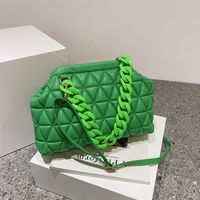 Fashion Solid Color Rhombus Plaid Acrylic Chain Handbag Shoulder Bag 20*29*21cm main image 2