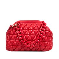 Fashion Solid Color Rhombus Plaid Acrylic Chain Handbag Shoulder Bag 20*29*21cm main image 6
