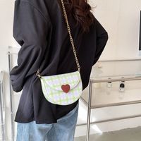 Women's New Contrast Color Plaid Saddle Bag Messenger Small Bag 18*14*7cm main image 3
