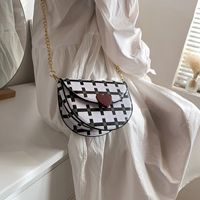 Women's New Contrast Color Plaid Saddle Bag Messenger Small Bag 18*14*7cm main image 4