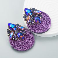 Fashion Geometric Glass Diamond Braided Earrings main image 3
