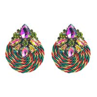 Fashion Geometric Glass Diamond Braided Earrings main image 6