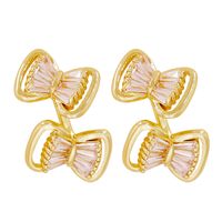 Super Flash Short Earrings Bow Inlaid Zircon New Copper Earrings main image 3