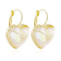 Fashion Pearl Heart Shape Earrings Korean Style Heart-shaped Copper Earrings main image 3