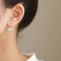 Fashion Pearl Heart Shape Earrings Korean Style Heart-shaped Copper Earrings main image 4