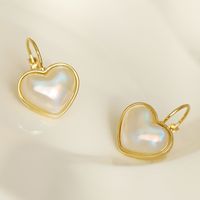 Fashion Pearl Heart Shape Earrings Korean Style Heart-shaped Copper Earrings main image 6