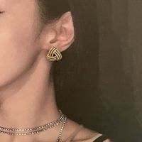 Korean Version Geometric Triangle Diamond Copper Earrings main image 4
