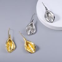 Fashion Texture Metal Earrings Long Pastoral Style Flower Bud Alloy Earrings main image 3