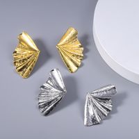 Fashion Metal Texture Butterfly Earrings Retro Folds Ginkgo Leaf Earrings Wholesale main image 4