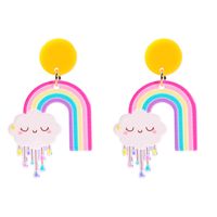 Cartoon Rainbow Cloud Earrings Creative Cute Printing Plate Acrylic Earrings main image 3