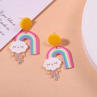 Cartoon Rainbow Cloud Earrings Creative Cute Printing Plate Acrylic Earrings main image 1