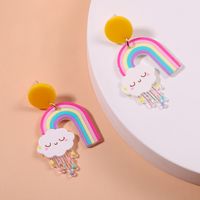 Cartoon Rainbow Cloud Earrings Creative Cute Printing Plate Acrylic Earrings main image 4