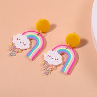 Cartoon Rainbow Cloud Earrings Creative Cute Printing Plate Acrylic Earrings main image 5