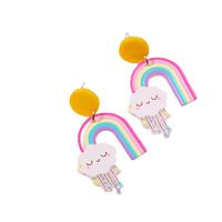 Cartoon Rainbow Cloud Earrings Creative Cute Printing Plate Acrylic Earrings main image 6