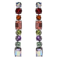 Fashion Geometric Gemstone Long Colorful Rhinestone Earrings main image 6