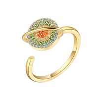 New Rotating Colored Diamond Planet Geometric Open Copper Ring sku image 2