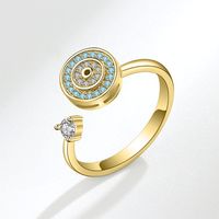 Lady Color Block Copper Plating Inlay Zircon Open Ring main image 4