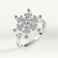 Simple Snowflake Ring Female Korean Rotating Copper Zircon Adjustable Ring sku image 1