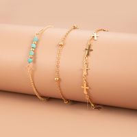 Simple Butterfly Anklet Tassel Angel Pendant Aircraft Chain Anklet Sets sku image 4