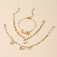 Simple Butterfly Anklet Tassel Angel Pendant Aircraft Chain Anklet Sets sku image 5
