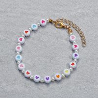 Bohemian Color Heart Beaded Ethnic Style Acrylic Handmade Bracelet sku image 1