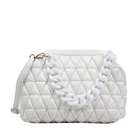 Fashion Solid Color Rhombus Plaid Acrylic Chain Handbag Shoulder Bag 20*29*21cm sku image 1