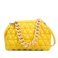Fashion Solid Color Rhombus Plaid Acrylic Chain Handbag Shoulder Bag 20*29*21cm sku image 2
