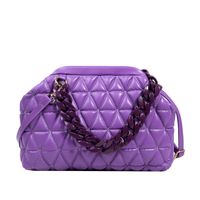Fashion Solid Color Rhombus Plaid Acrylic Chain Handbag Shoulder Bag 20*29*21cm sku image 4