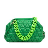 Fashion Solid Color Rhombus Plaid Acrylic Chain Handbag Shoulder Bag 20*29*21cm sku image 6