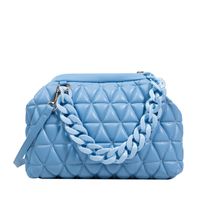 Fashion Solid Color Rhombus Plaid Acrylic Chain Handbag Shoulder Bag 20*29*21cm sku image 7