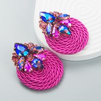 Fashion Geometric Glass Diamond Braided Earrings sku image 6