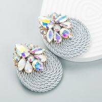 Boucles D&#39;oreilles Tressées En Diamant De Verre Géométrique De Mode sku image 7
