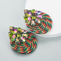 Fashion Geometric Glass Diamond Braided Earrings sku image 8