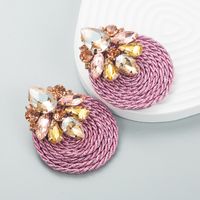 Fashion Geometric Glass Diamond Braided Earrings sku image 9