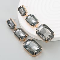 Mode Dégradé Couleur Carré Verre Diamant Boucles D'oreilles En Alliage sku image 4