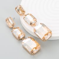 Mode Dégradé Couleur Carré Verre Diamant Boucles D'oreilles En Alliage sku image 5