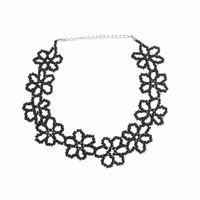 Simple Handmade Bead Black Flower Necklace sku image 1