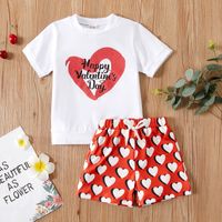 2022 Kinder Sommer Valentinstag Kurzarm T-shirt Shorts Set main image 1