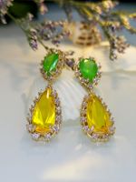 Nouvelle Mode Cuivre Incrusté De Zircon Boucles D&#39;oreilles Couleur Bonbon Femme main image 1