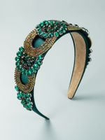 Retro Gorgeous Gemstone Contrast Green Wide Headband main image 4