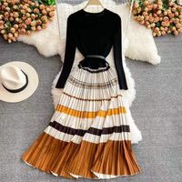 All-match Stitching Knitted Swing Dress main image 3