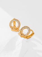 Fashion Simple Small Bow Copper Zircon Round Stud Earrings main image 4