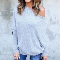 2022 New Sexy Off Shoulder Doll Sleeve Threaded T-shirt Top Women's main image 3