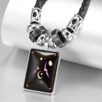 Fashion Luminous Twelve Constellation Square Pendant Necklace sku image 1