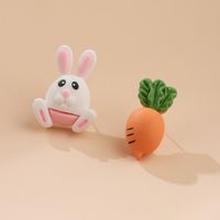 New Cartoon Carrot Rabbit Asymmetric Stud Earrings sku image 1