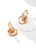 Fashion Carved Round Car Flower Copper Hoop Earrings main image 3