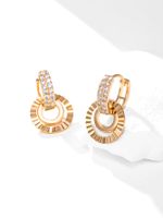 Fashion Carved Round Car Flower Copper Hoop Earrings main image 5