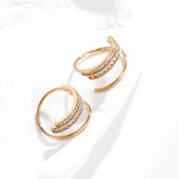 Fashion Copper Geometric Curved Microset Zircon Earrings main image 1