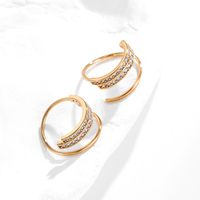 Fashion Copper Geometric Curved Microset Zircon Earrings main image 2